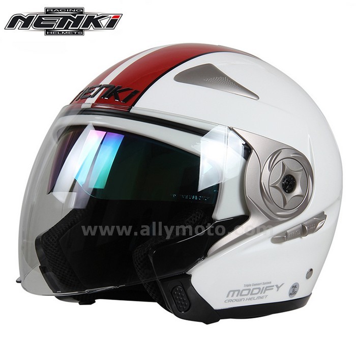 129 Open Face Helmet Vintage Style Cruiser Chopper Touring Scooter Dot Dual Visor Sun Shield Lens@6